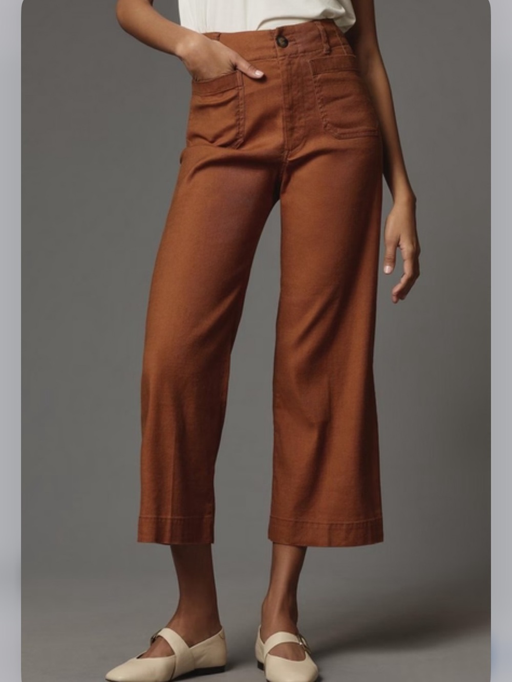 Maeve Linen Cropped Colette Pants in Rust
